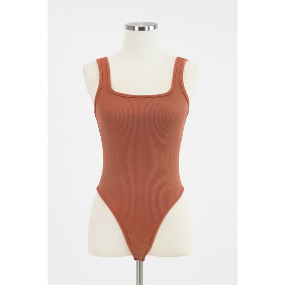 Women’s Square Neck Tank Top Bodysuit – Size XS – Reddish Brown – NWOT - Picture 1 of 8